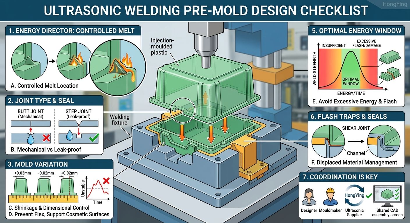 Ultrasonic Welding of Injection-Moulded Plastic Parts: Problems You Should Solve Before the Mould Is Made